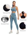 3 Piece Workout Set for Women - Butt Lifting Leggings and Sports Bra