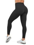 High Waisted Leggings for Women - No Front Seam Tummy Control Yoga Pants for Workout Running No See Through Black