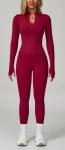 Yknktstc Womens 2 Piece Tracksuit Set Long Sleeve Zipper Jacket with Athletic High Waist Leggings Workout Set Outfit Medium Rose Red