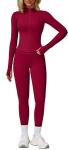 Yknktstc Womens 2 Piece Tracksuit Set Long Sleeve Zipper Jacket with Athletic High Waist Leggings Workout Set Outfit Medium Rose Red