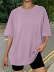 Trendy Queen Womens Oversized Summer T Shirts Plus Size Capsule Wardrobe Tops Short Sleeves Fashion Workout Clothes 2026 DarkPink XL