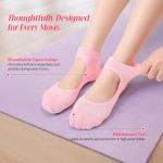 CoolMate Pilates Socks with Grips for Women, Yoga Socks, Crew Non Slip Women for Barre, Pilates Gifts (US, Numeric, 6, 10, Regular, Regular, A-01. 4 Pairs Open Top Pink/White/Light Purple/Black)