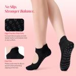 CoolMate Pilates Socks with Grips for Women, Yoga Socks, Crew Non Slip Women for Barre, Pilates Gifts (US, Numeric, 6, 10, Regular, Regular, A-01. 4 Pairs Open Top Pink/White/Light Purple/Black)