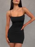 LILLUSORY Women's Backless Mini Bodycon Dress Black
