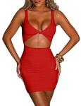 Kaximil Women's Red Cut Out Bodycon Mini Dress