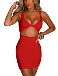 Kaximil Women's Red Cut Out Bodycon Mini Dress