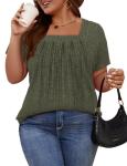 Plus Size Summer Tops for Women in Army Green