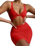 Kaximil Women's Red Cut Out Bodycon Mini Dress