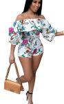 Women's Off Shoulder Summer Beach Romper - White