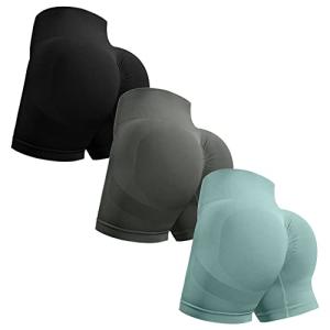 3 Piece High Waisted Scrunch Booty Workout Shorts