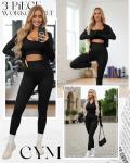 3-Piece Seamless Women’s Workout Set in Black