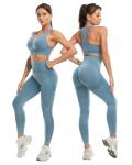 3 Piece Workout Set for Women - Butt Lifting Leggings and Sports Bra