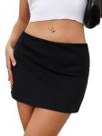 Danysu Women's Black Mini Skirt with Slit