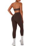Brown Seamless Scrunch Butt Leggings & Sports Bra Set