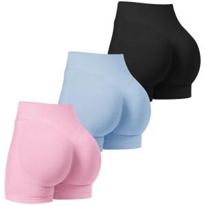 3 Pack High Waist Scrunch Butt Lifting Shorts