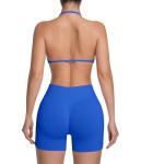 Halter Strappy Workout Set with Ribbed Gym Shorts