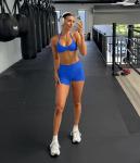 Halter Strappy Workout Set with Ribbed Gym Shorts