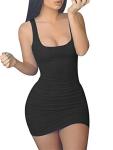 Women's Black Sleeveless Mini Bodycon Club Dress