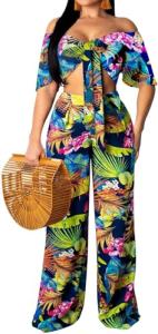 Chic Floral Two-Piece Set with Crop Top