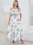 Floral Off-Shoulder Crop Top & A-Line Skirt Set