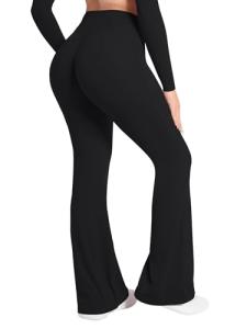 Sunzel Women's High Waisted Flare Leggings, Black