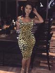 LAGSHIAN Women's Leopard Bodycon Midi Tank Dress