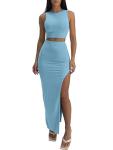 ELLEVEN Summer Maxi Skirt Set with Crop Top