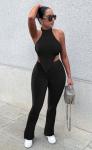 Ribbed Crop Top and High Waist Leggings Set