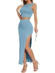 ELLEVEN Summer Maxi Skirt Set with Crop Top