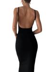 Backless Black Maxi Tank Dress with Spaghetti Straps