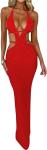 Women’s Cut Out Halter Crochet Maxi Dress
