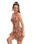 Floerns Floral Bodycon Mini Dress with Tie Back