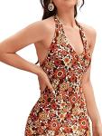 Floerns Floral Bodycon Mini Dress with Tie Back
