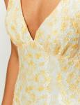 Chic Yellow Lace Floral Backless Bodycon Dress