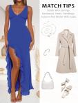 Blue Backless Ruffle Hem Maxi Dress for Parties
