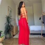 Women’s Cut Out Halter Crochet Maxi Dress