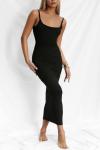 Backless Black Maxi Tank Dress with Spaghetti Straps