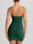 LILLUSORY Women's Dark Green Mini Bodycon Dress