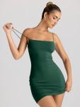 LILLUSORY Women's Dark Green Mini Bodycon Dress