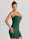 LILLUSORY Women's Dark Green Mini Bodycon Dress