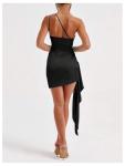 GorGlitter Black One-Shoulder Fringe Mini Dress