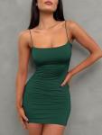 LILLUSORY Women's Dark Green Mini Bodycon Dress