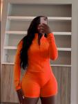 Vssjavun Women’s Orange 2-Piece Tracksuit Set