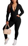 YeGine Women's Black 2 Piece Tracksuit Set