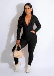 YeGine Women's Black 2 Piece Tracksuit Set
