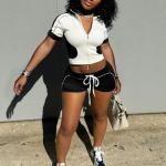 Weafmlia Women's Sexy Bodycon Tracksuit Set Black