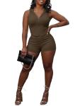 Chic Brown Two Piece Crop Top and Shorts Set
