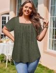 Plus Size Summer Tops for Women in Army Green