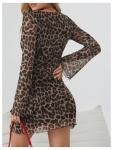 Leopard Print Mini Dress with Bell Sleeves