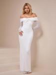 White Off Shoulder Maxi Dress for Wedding Guests
